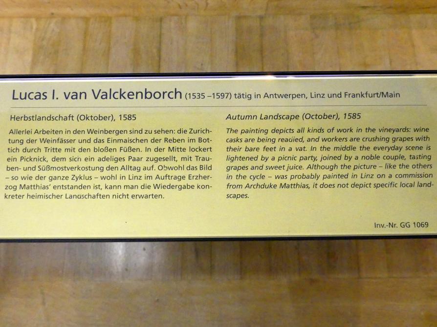Lucas van Valckenborch (1556–1595), Herbstlandschaft (Oktober), Wien, Kunsthistorisches Museum, Saal XI, 1585, Bild 2/2