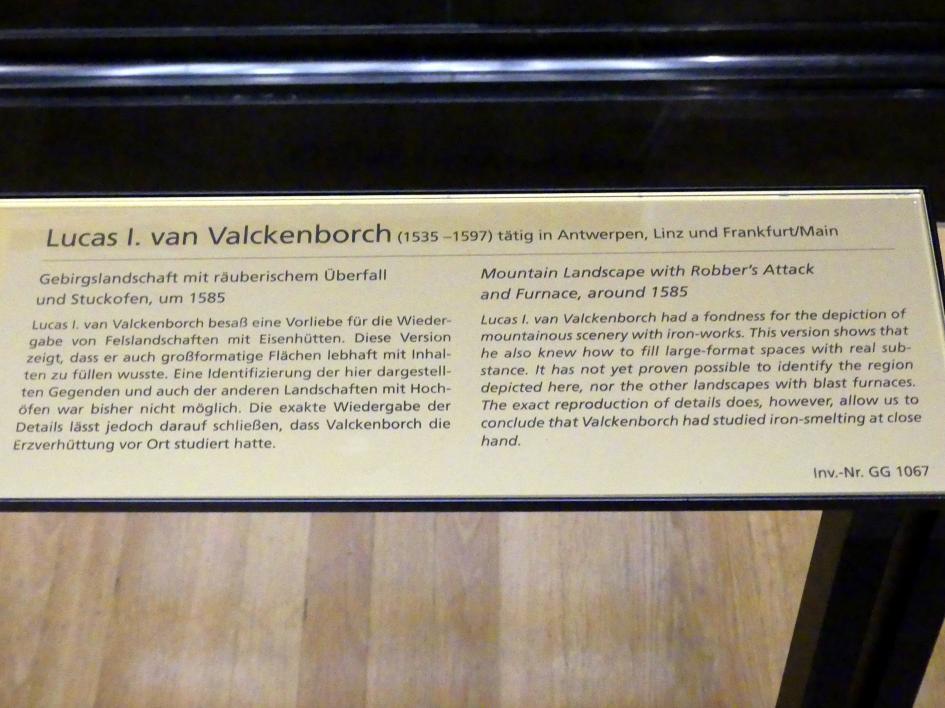 Lucas van Valckenborch (1556–1595), Gebirgslandschaft mit räuberischem Überfall und Stuckofen, Wien, Kunsthistorisches Museum, Saal X, um 1585, Bild 2/2