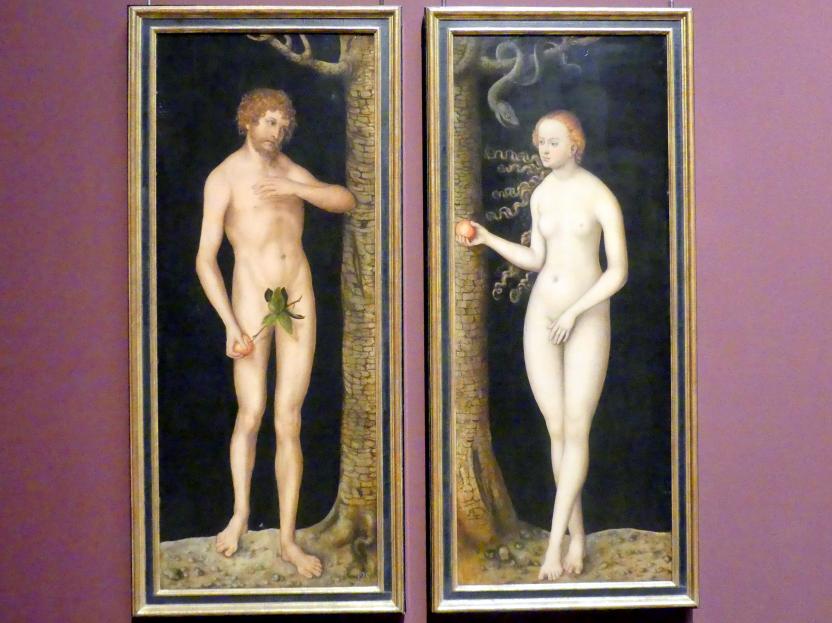 Lucas Cranach der Ältere (1502–1550), Adam und Eva, Wien, Kunsthistorisches Museum, Saal IX, um 1510–1520, Bild 1/2