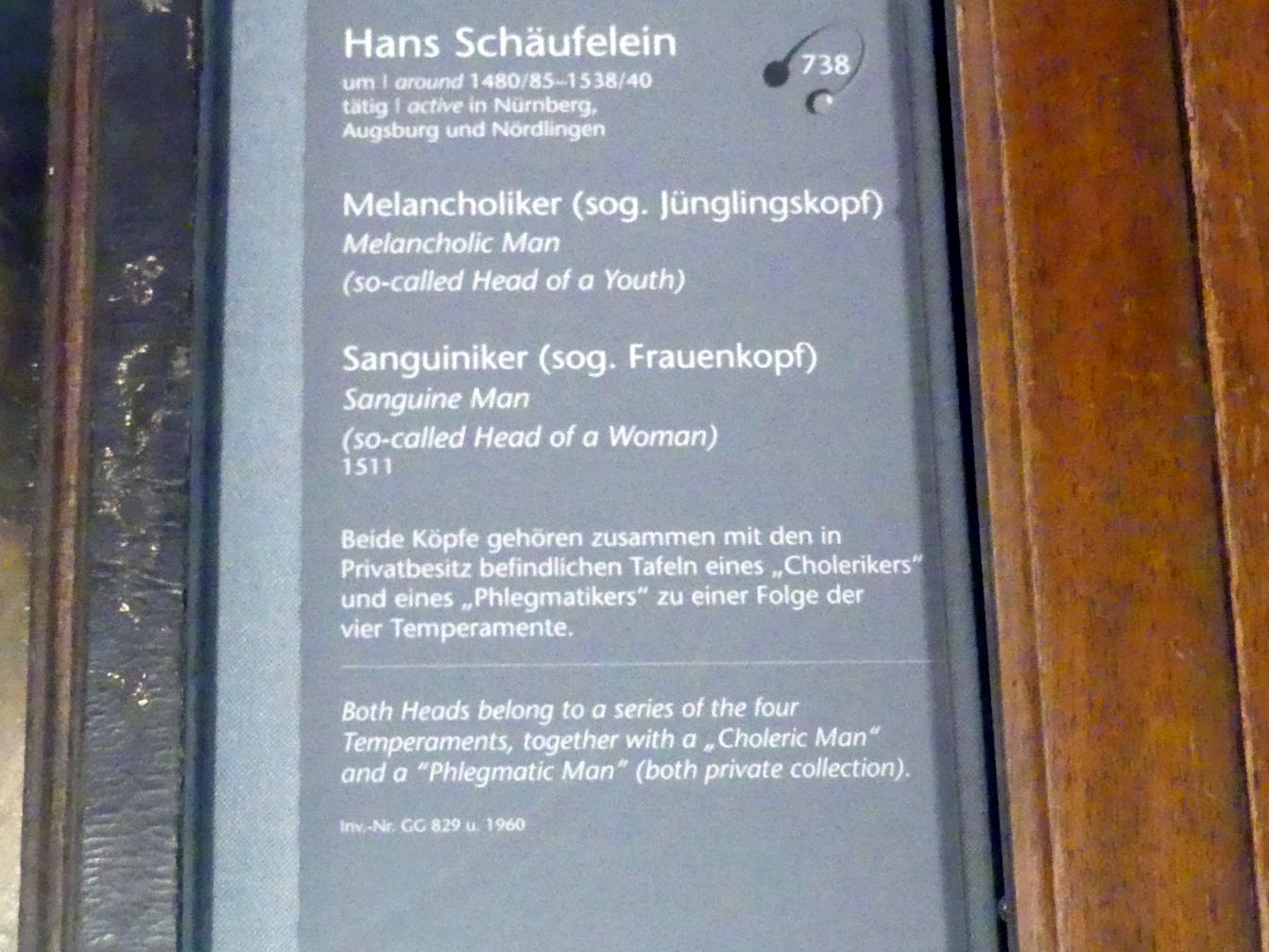 Hans Schäufelein (1503–1531), Sanguiniker (sog. Frauenkopf), Wien, Kunsthistorisches Museum, Kabinett 14, 1511, Bild 2/2