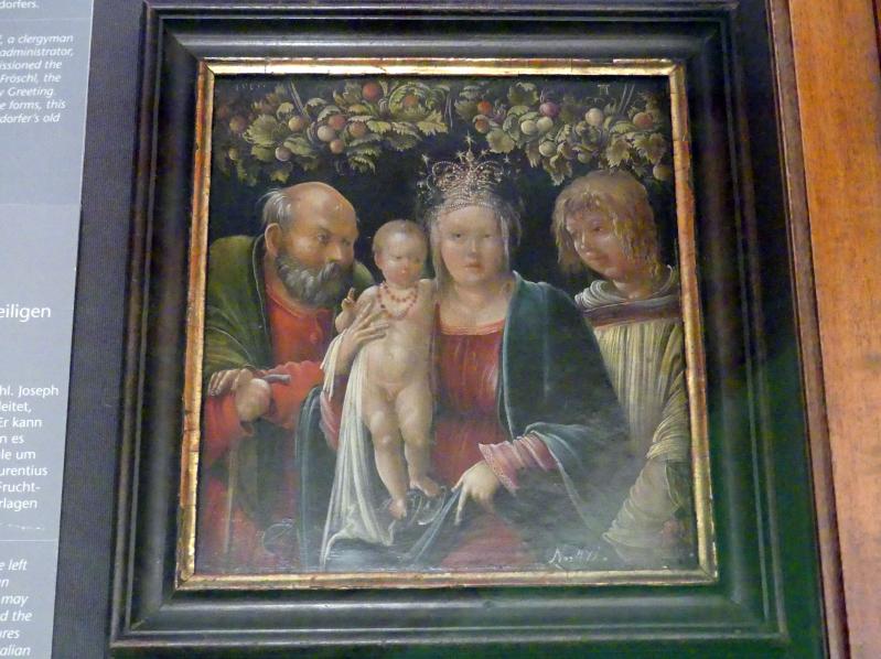 Albrecht Altdorfer (1507–1537), Heilige Familie mit einem Heiligen, Wien, Kunsthistorisches Museum, Kabinett 14, 1507–1515