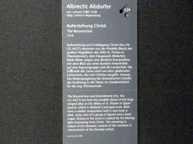 Albrecht Altdorfer (1507–1537), Auferstehung Christi, St. Florian (Linz-Land), Augustiner-Chorherrenstift, jetzt Wien, Kunsthistorisches Museum, Kabinett 14, 1518, Bild 2/2