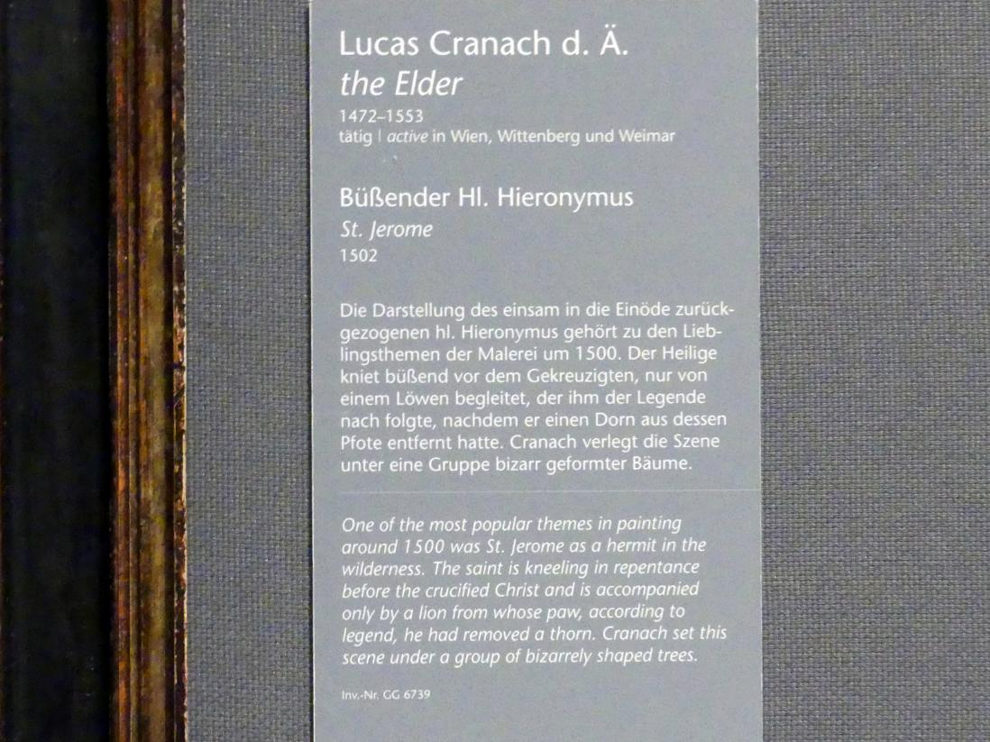 Lucas Cranach der Ältere (1502–1550), Büßender Hl. Hieronymus, Wien, Kunsthistorisches Museum, Kabinett 14, 1502, Bild 2/2