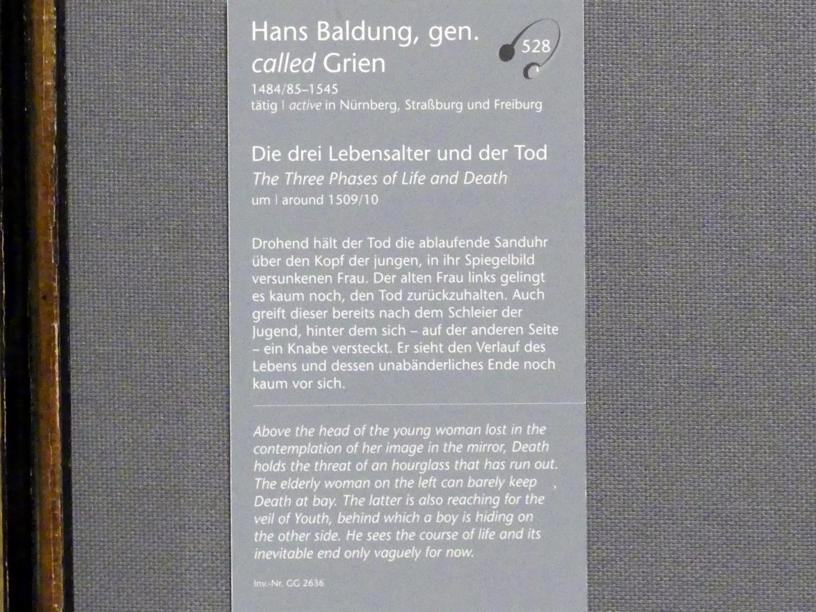 Hans Baldung Grien (1500–1544), Die drei Lebensalter und der Tod, Wien, Kunsthistorisches Museum, Kabinett 14, um 1509–1510, Bild 2/2