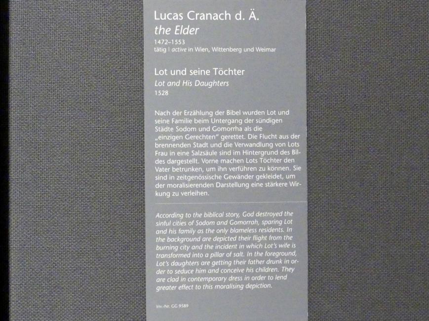 Lucas Cranach der Ältere (1502–1550), Lot und seine Töchter, Wien, Kunsthistorisches Museum, Kabinett 14, 1528, Bild 2/2