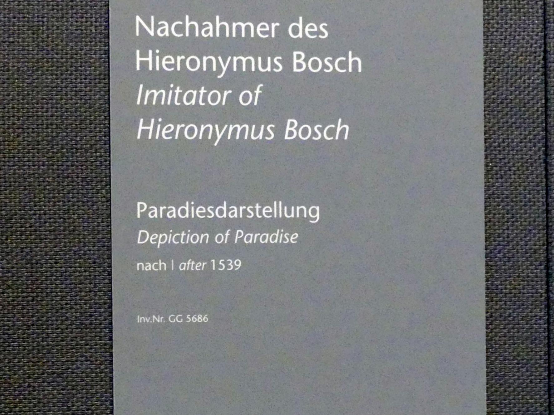 Hieronymus Bosch (Nachfolger) (1505–1540), Paradiesdarstellung, Wien, Kunsthistorisches Museum, Kabinett 15, nach 1539, Bild 2/2