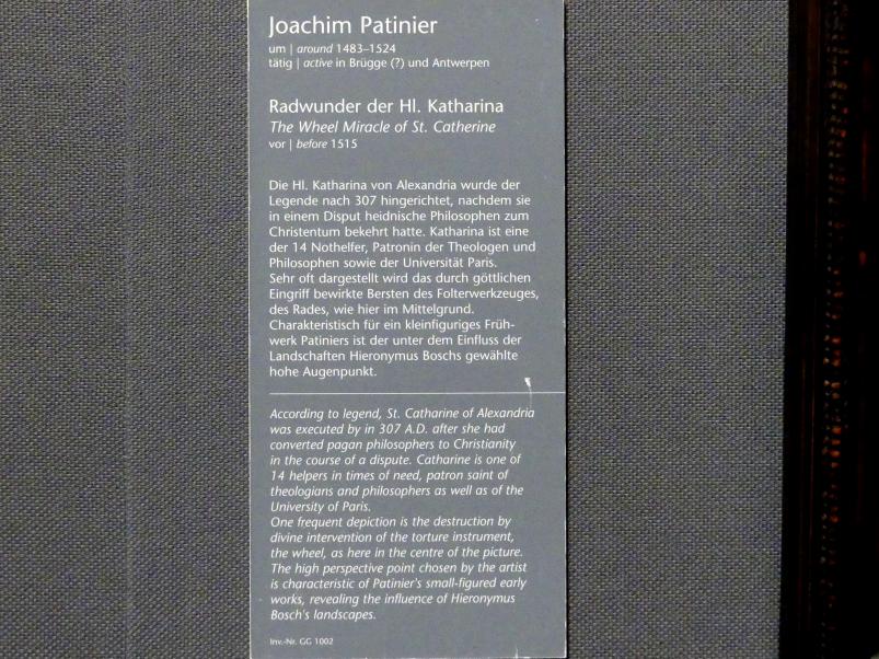 Joachim Patinir (Patenier) (1513–1521), Radwunder der Hl. Katharina, Wien, Kunsthistorisches Museum, Kabinett 15, vor 1515, Bild 2/2