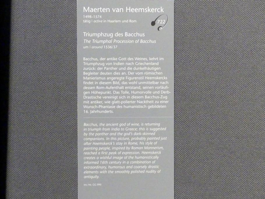 Maarten van Heemskerck (1531–1561), Triumphzug des Bacchus, Wien, Kunsthistorisches Museum, Kabinett 15, um 1536–1537, Bild 2/2