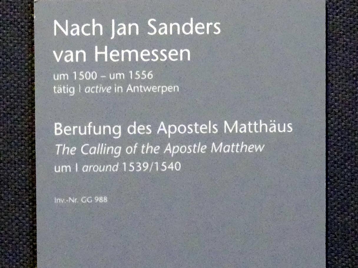 Jan Sanders van Hemessen (Nachahmer) (1539), Berufung des Apostels Matthäus, Wien, Kunsthistorisches Museum, Kabinett 16, um 1539–1540, Bild 2/2