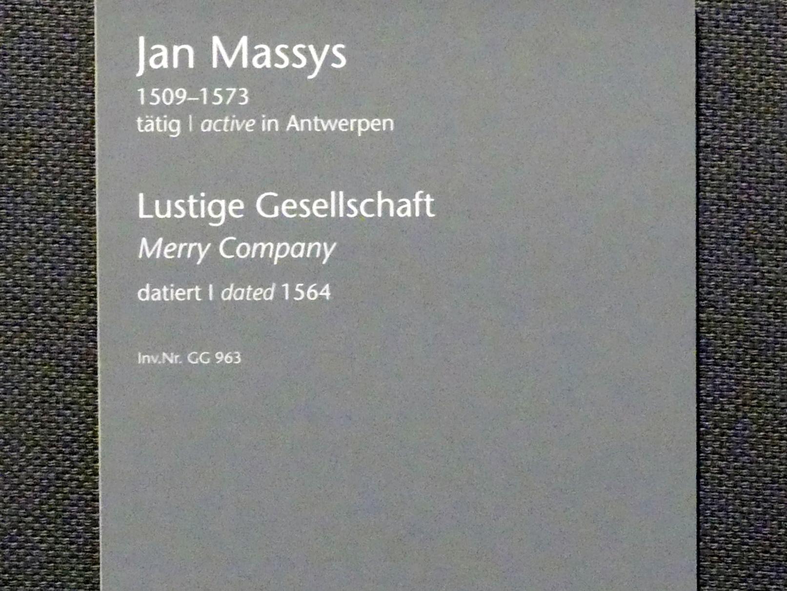 Jan Massys (1562–1565), Lustige Gesellschaft, Wien, Kunsthistorisches Museum, Kabinett 16, 1564, Bild 2/2