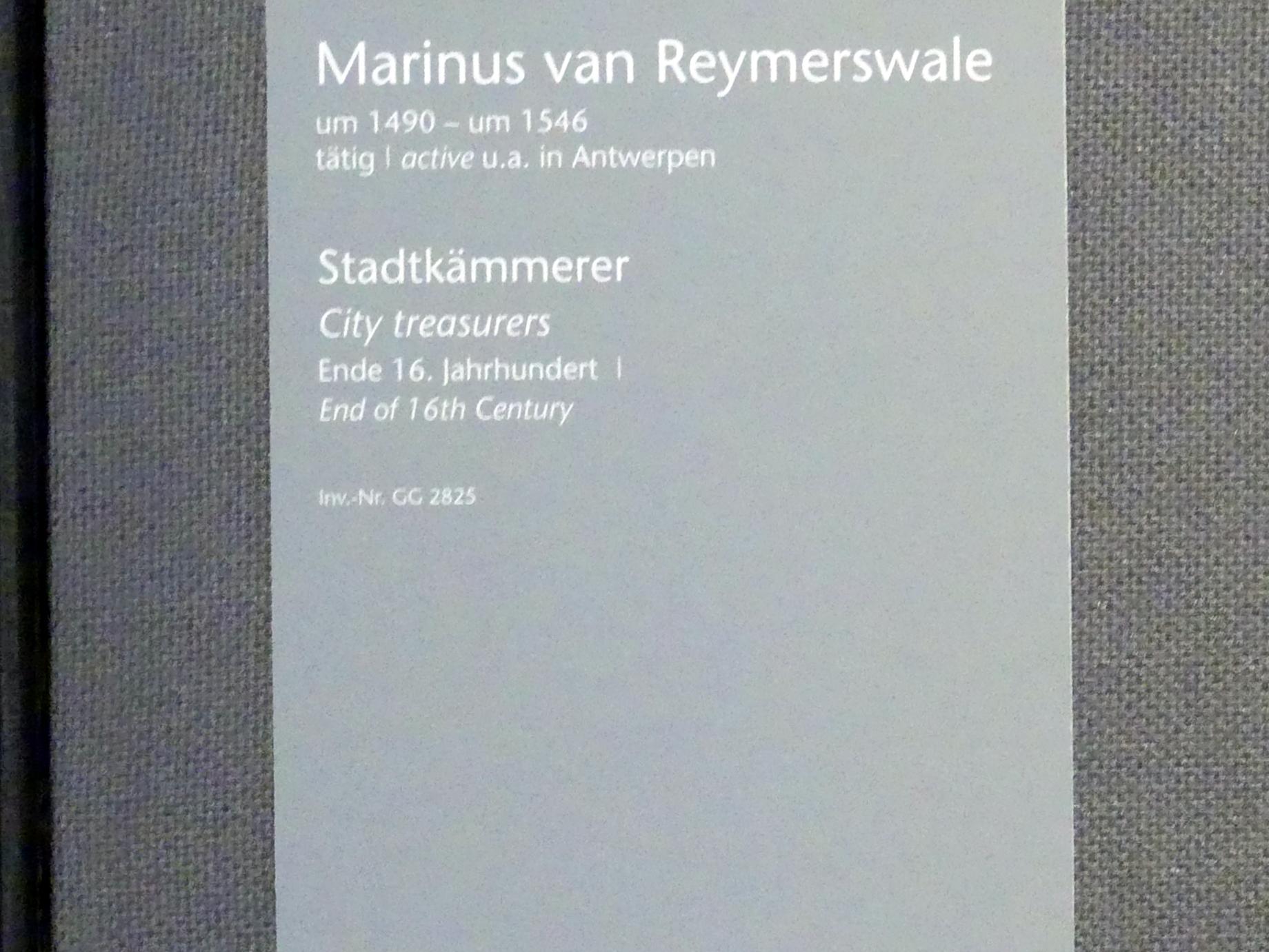 Marinus van Reymerswaele (Nachahmer) (1567), Stadtkämmerer, Wien, Kunsthistorisches Museum, Kabinett 16, Ende 16. Jhd., Bild 2/2