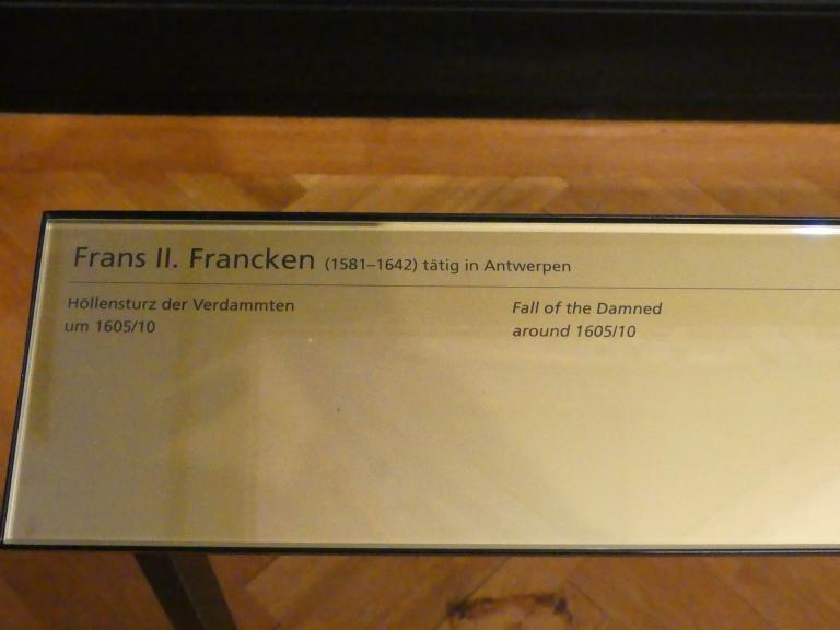 Frans Francken der Jüngere (Frans II Francken) (1607–1633), Höllensturz der Verdammten, Wien, Kunsthistorisches Museum, Kabinett 17, um 1605–1610, Bild 2/2