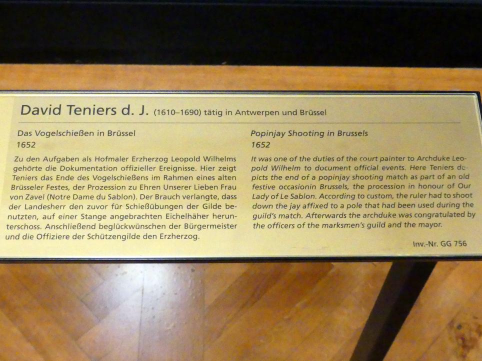 David Teniers der Jüngere (1633–1682), Das Vogelschießen in Brüssel, Wien, Kunsthistorisches Museum, Kabinett 17, 1652, Bild 2/2