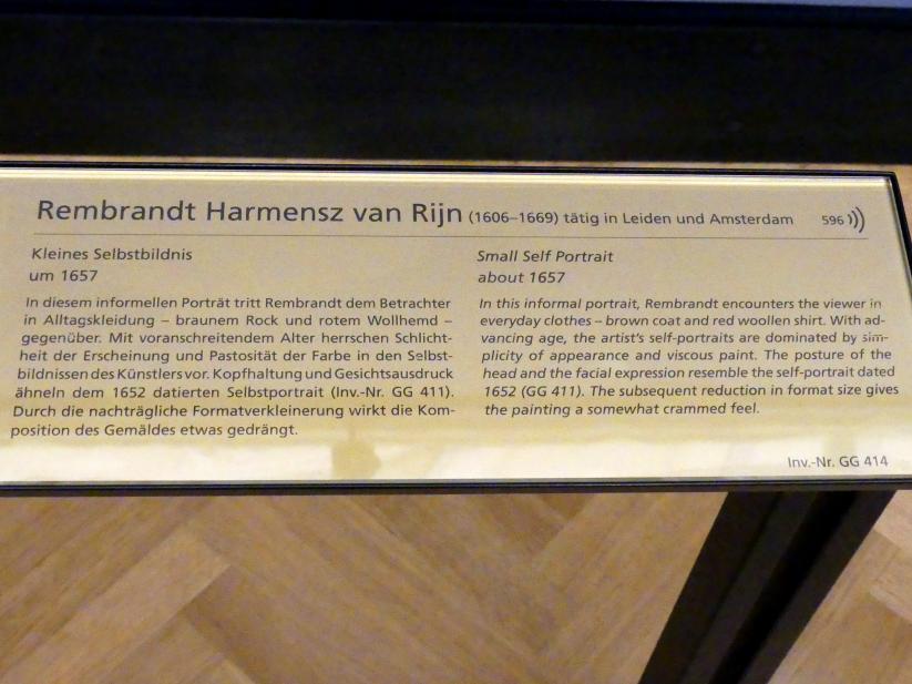 Rembrandt (Rembrandt Harmenszoon van Rijn) (1627–1669), Kleines Selbstbildnis, Wien, Kunsthistorisches Museum, Kabinett 18, um 1657, Bild 2/2