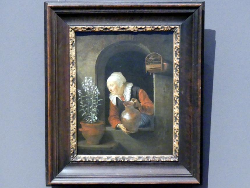 Gerard Dou (Gerrit Dou) (1629–1672), Alte Frau am Fenster, Wien, Kunsthistorisches Museum, Kabinett 19, um 1660–1665, Bild 1/2