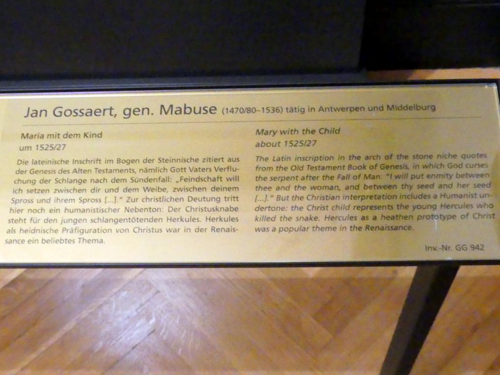 Jan Gossaert (Mabuse) (1505–1531), Maria mit dem Kind, Wien, Kunsthistorisches Museum, Kabinett 21, um 1525–1527, Bild 2/2