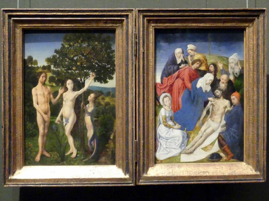 Hugo van der Goes (1470–1480), Diptychon mit Sündenfall und Erlösung, Wien, Kunsthistorisches Museum, Kabinett 21, um 1470–1475, Bild 1/2