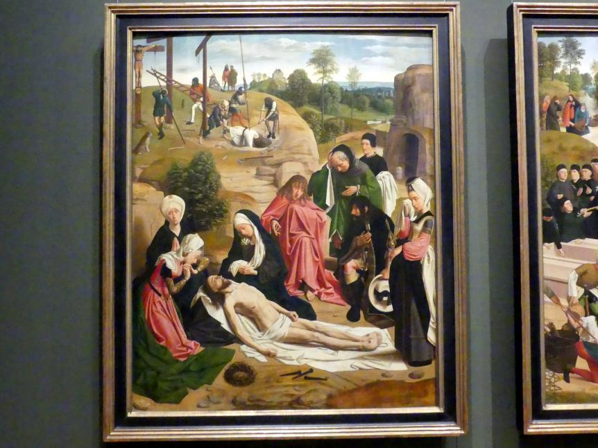 Geertgen tot Sint Jans (1482–1490), Beweinung Christi, Haarlem, Janskerk (Kapelle des Johanniterordens), jetzt Wien, Kunsthistorisches Museum, Kabinett 21, nach 1484, Bild 1/2