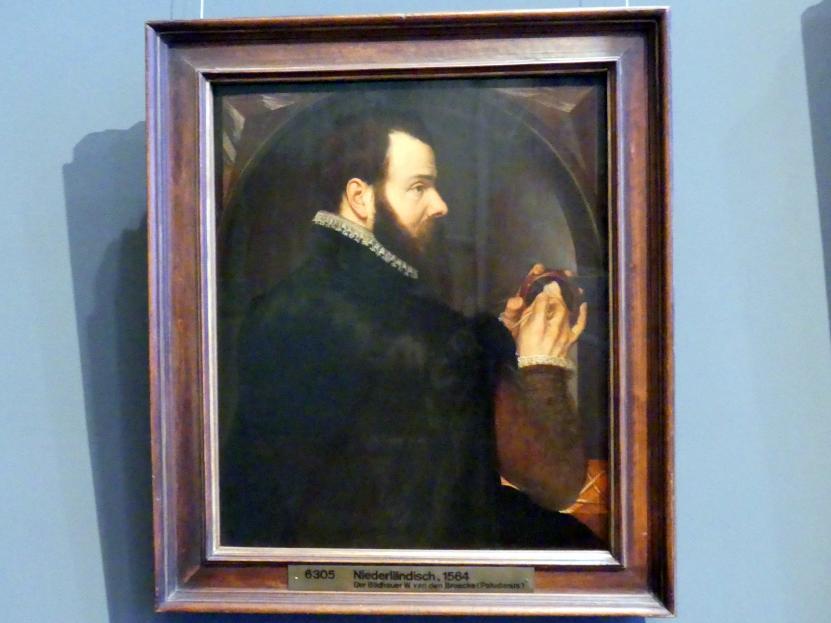 Willem van den Broeck (1560–1564), Selbstbildnis als Wachsbossierer, Wien, Kunsthistorisches Museum, Kabinett 22, 1564, Bild 1/2