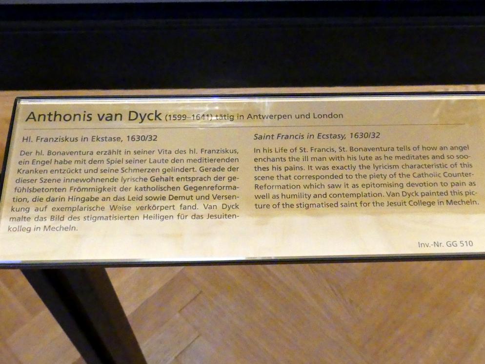 Anthonis (Anton) van Dyck (1614–1641), Hl. Franziskus in Ekstase, Wien, Kunsthistorisches Museum, Kabinett 23, 1630–1632, Bild 2/2
