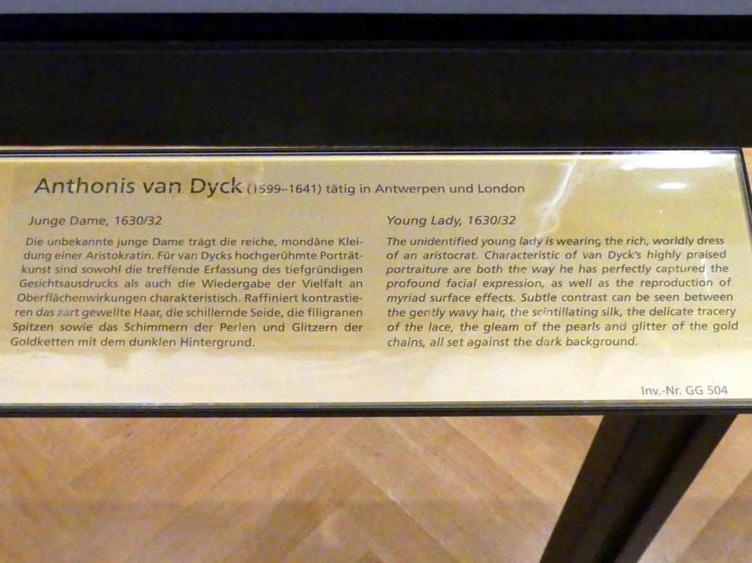 Anthonis (Anton) van Dyck (1614–1641), Junge Dame, Wien, Kunsthistorisches Museum, Kabinett 23, 1630–1632, Bild 2/2