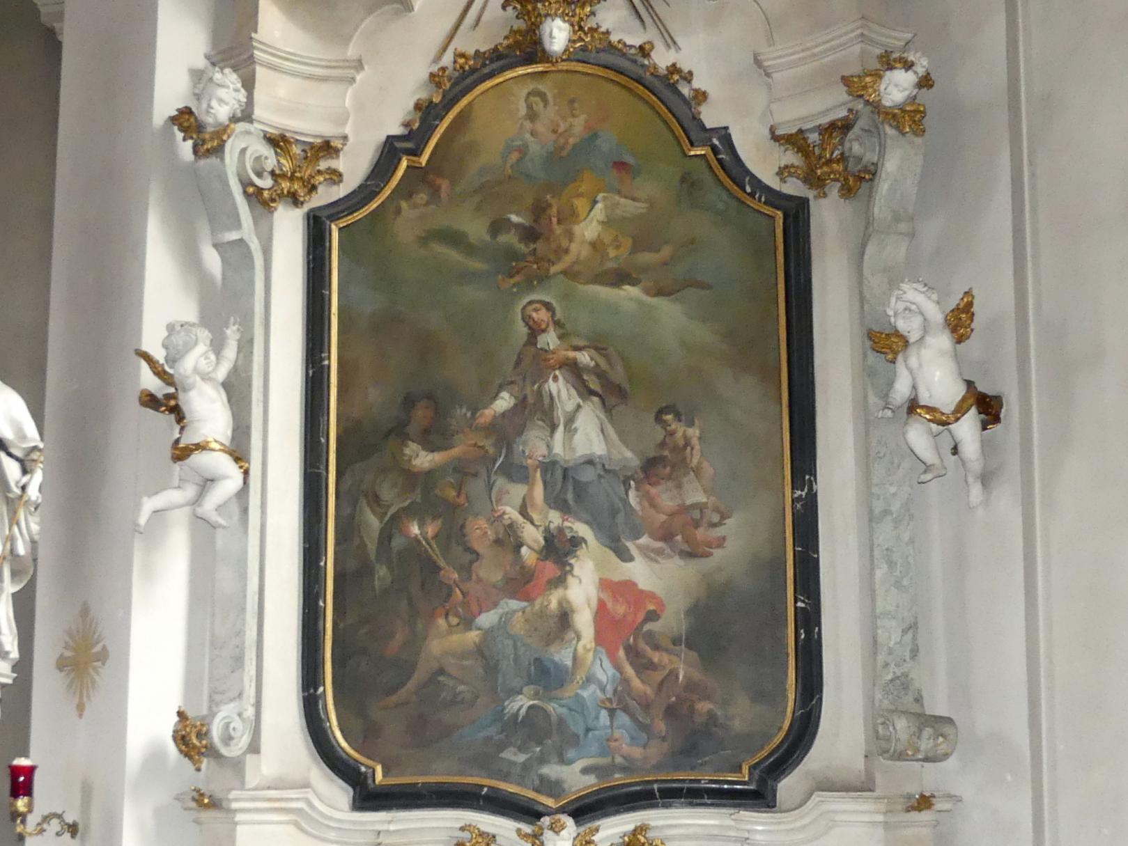 Gottfried Bernhard Göz (1736–1769), Aufnahme des Hl. Johannes Nepomuk in den Himmel, Gaibach, Pfarrkirche zur Heiligsten Dreifaltigkeit, Undatiert