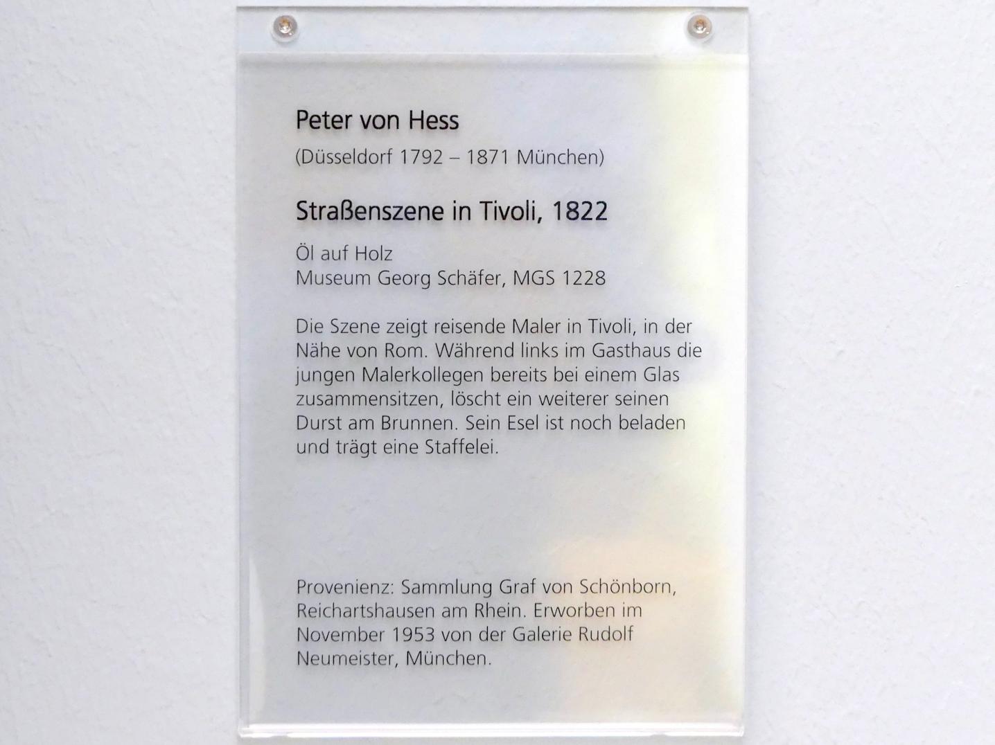 Peter von Hess (1822–1838), Straßenszene in Tivoli, Schweinfurt, Museum Georg Schäfer, Saal 17, 1822, Bild 2/2