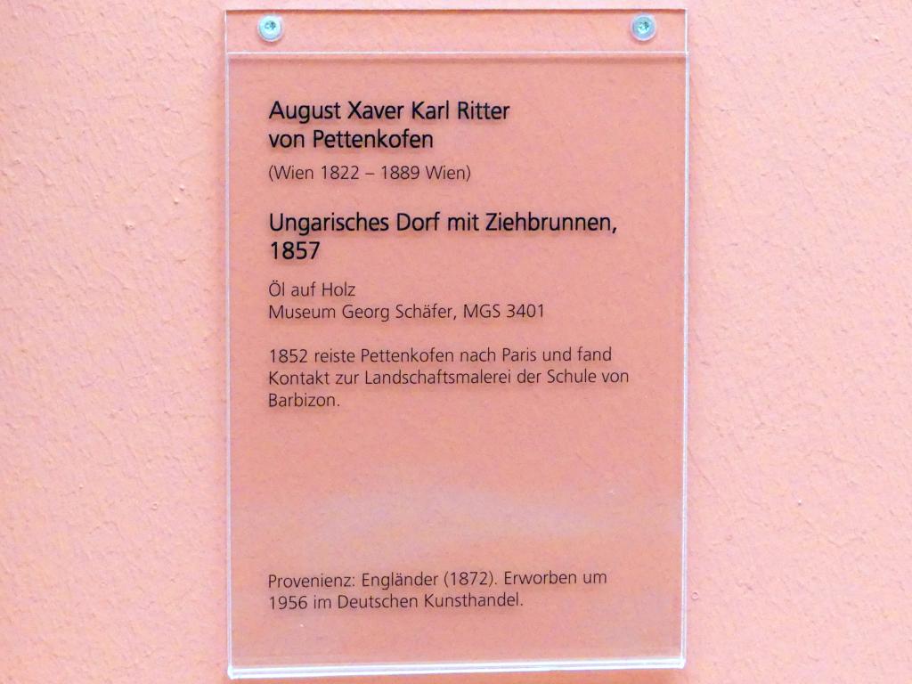 August Xaver Karl Ritter von Pettenkofen (1857), Ungarisches Dorf mit Ziehbrunnen, Schweinfurt, Museum Georg Schäfer, Saal 8, 1857, Bild 2/2