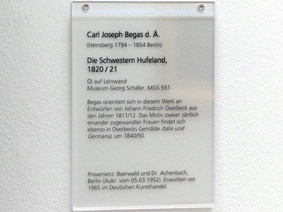 Carl Joseph Begas (1820–1848), Die Schwestern Hufeland, Schweinfurt, Museum Georg Schäfer, Saal 13, um 1820–1821, Bild 2/2