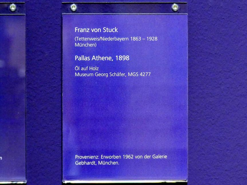 Franz von Stuck (1890–1923), Pallas Athene, Schweinfurt, Museum Georg Schäfer, Saal 1, 1898, Bild 2/2