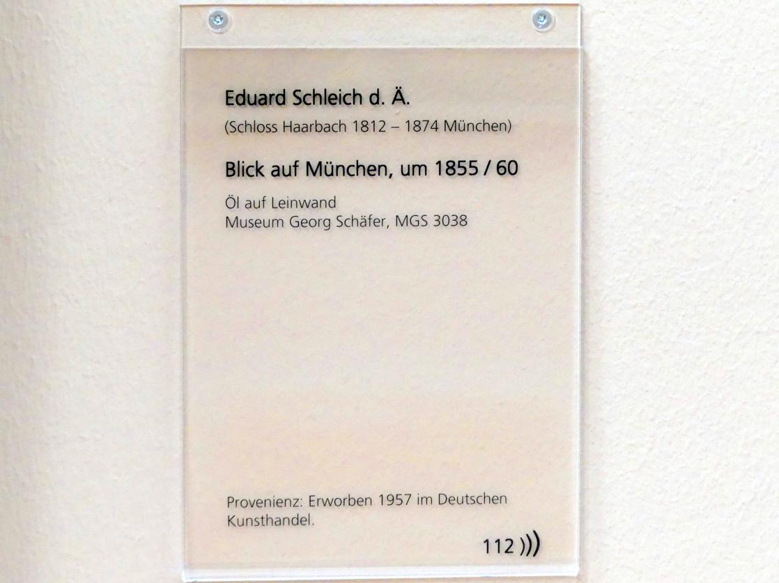 Eduard Schleich der Ältere (1855–1862), Blick auf München, Schweinfurt, Museum Georg Schäfer, Saal 3, um 1855–1860, Bild 2/2