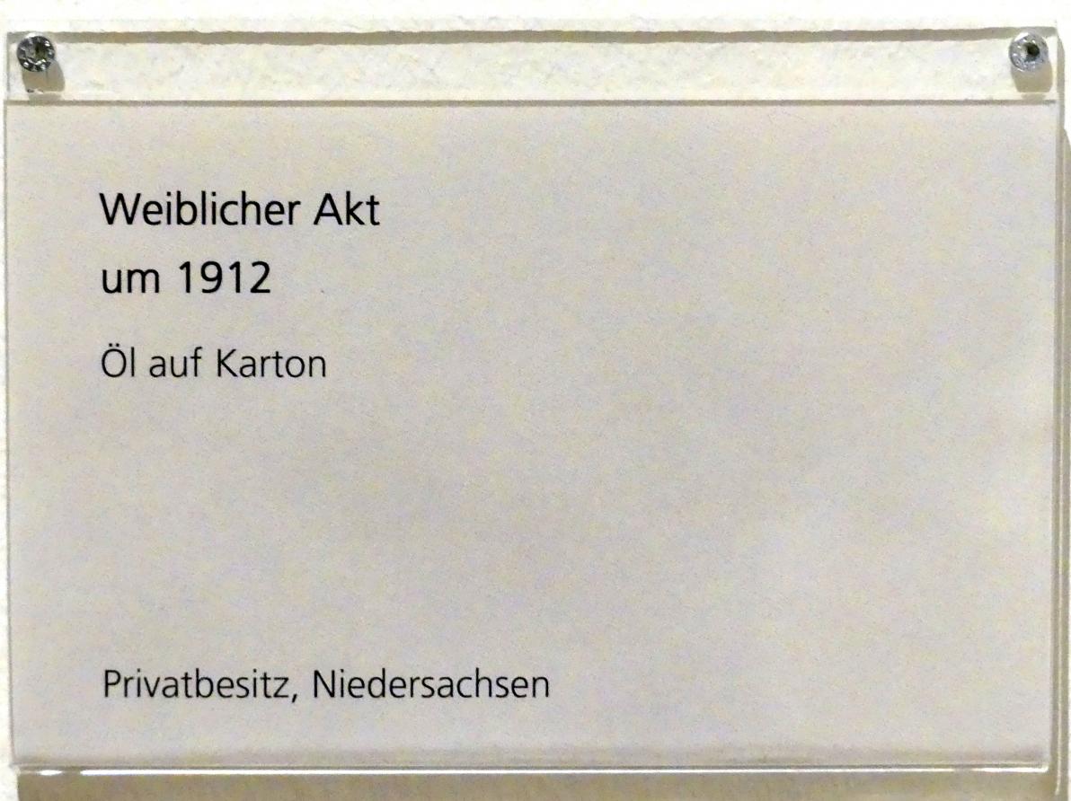 Adolf Hölzel (1880–1933), Weiblicher Akt, Schweinfurt, Museum Georg Schäfer, Ausstellung Adolf Hölzel vom 03.02.-01.05.2019, Saal 6, um 1912, Bild 2/2