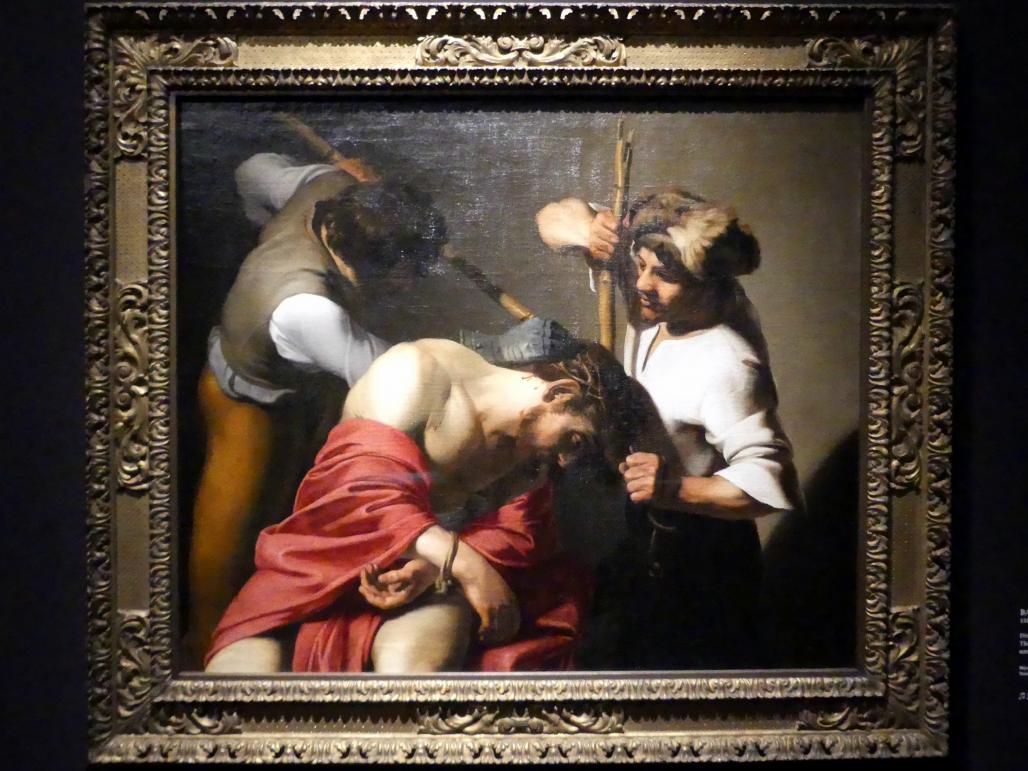 Bartolomeo Manfredi (1609–1618), Die Dornenkrönung Christi, München, Alte Pinakothek, Ausstellung "Utrecht, Caravaggio und Europa" vom 17.04.-21.07.2019, Christus: Dornenkrönung Christi, um 1608–1610