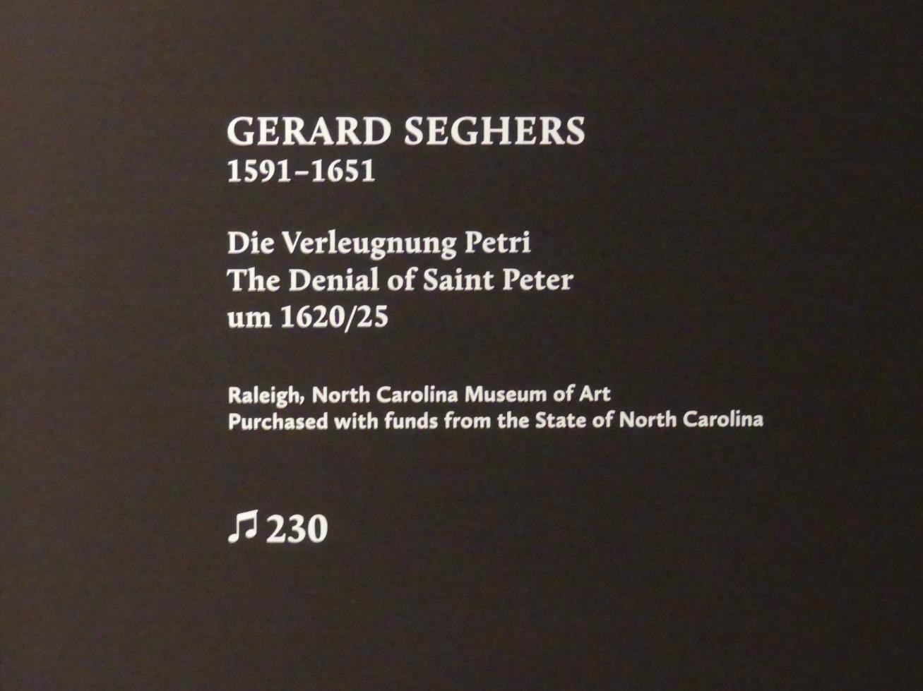 Gerard Seghers (1620–1637), Die Verleugnung Petri, München, Alte Pinakothek, Ausstellung "Utrecht, Caravaggio und Europa" vom 17.04.-21.07.2019, Heilige: Verleugnung Petri, um 1620–1625, Bild 2/2