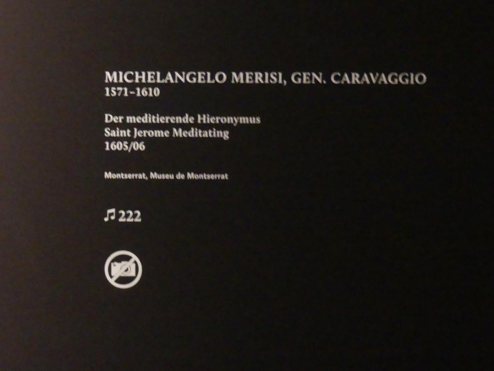 Michelangelo Merisi da Caravaggio (1594–1610), Der meditierende Hieronymus, München, Alte Pinakothek, Ausstellung "Utrecht, Caravaggio und Europa" vom 17.04.-21.07.2019, Heilige, 1605–1606