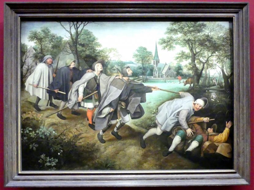 Lucas van Valckenborch (1556–1595), Der Blindensturz, Wien, Albertina, Ausstellung "Die fürstliche Sammlung Liechtenstein" vom 16.02.-10.06.2019, nach 1568, Bild 1/3