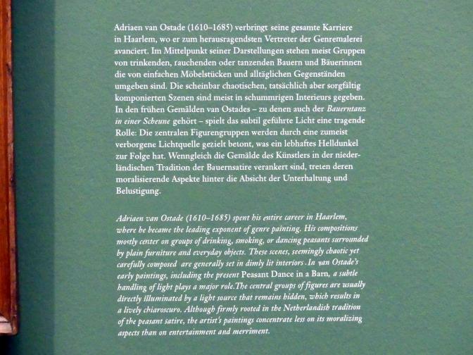 Adriaen van Ostade (1635–1670), Bauerntanz in einer Scheune, Wien, Albertina, Ausstellung "Die fürstliche Sammlung Liechtenstein" vom 16.02.-10.06.2019, 1635, Bild 3/3
