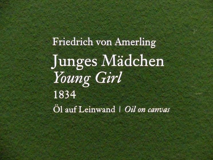 Friedrich von Amerling (1832–1843), Junges Mädchen, Wien, Albertina, Ausstellung "Die fürstliche Sammlung Liechtenstein" vom 16.02.-10.06.2019, 1834, Bild 2/2