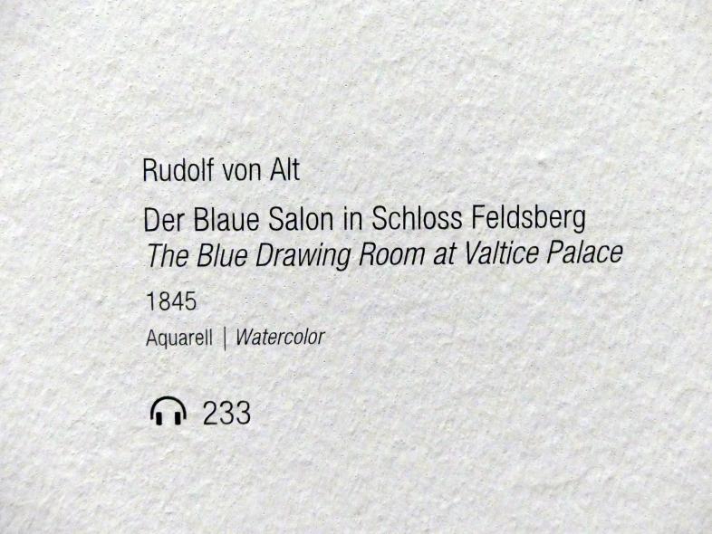 Rudolf von Alt (1827–1887), Der Blaue Salon in Schloss Feldsberg, Wien, Albertina, Ausstellung "Rudolf von Alt und seine Zeit" vom 16.02.-10.06.2019, Die Schlösser Eisgrub und Feldsberg, 1845, Bild 2/2
