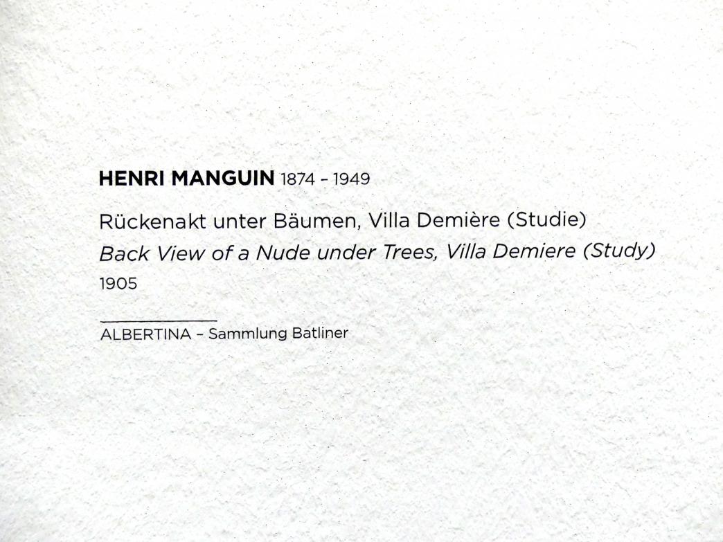 Henri Manguin (1904–1905), Rückenakt unter Bäumen, Villa Demière (Studie), Wien, Albertina, Sammlung Batliner, Saal 2, 1905, Bild 2/2