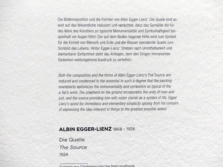 Albin Egger-Lienz (1899–1924), Die Quelle, Wien, Albertina, Sammlung Batliner, Saal 4, 1924, Bild 2/2