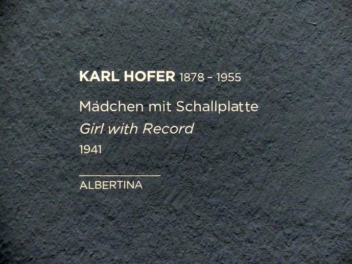 Karl Hofer (Carl Hofer) (1913–1950), Mädchen mit Schallplatte, Wien, Albertina, Sammlung Batliner, Saal 5, 1941, Bild 2/2