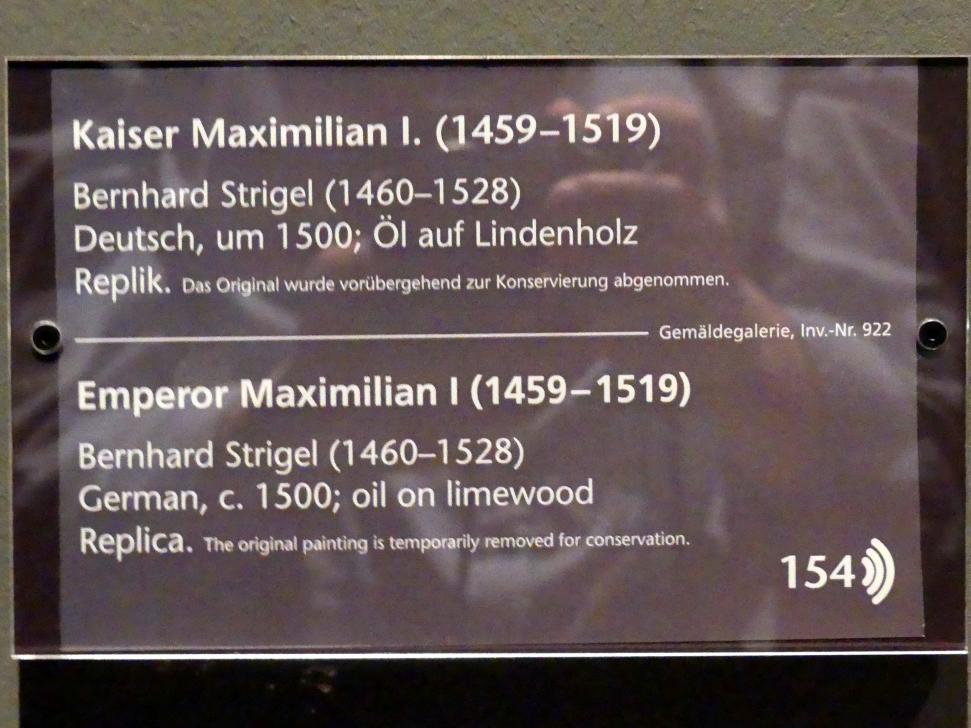 Bernhard Strigel (1475–1528), Kaiser Maximilian I. (1459-1519), Wien, Kunsthistorisches Museum, Weltliche und Geistliche Schatzkammer, um 1500, Bild 2/2