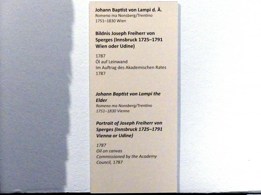 Johann Baptist Lampi der Ältere (1780–1809), Bildnis Joseph Freiherr von Sperges (Innsbruck 1725-1791 Wien oder Udine), Wien, Akademie der bildenden Künste, 1787, Bild 2/2