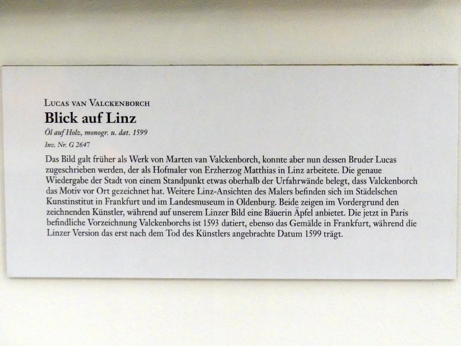 Lucas van Valckenborch (1556–1595), Blick auf Linz, Linz, Oberösterreichisches Landesmuseum, Renaissance und Manierismus, nach 1593, Bild 2/2