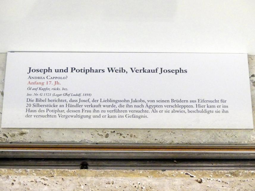 Andrea Cappolo (1605), Joseph und Potiphars Weib, Verkauf Josephs, Linz, Oberösterreichisches Landesmuseum, Renaissance und Manierismus, Beginn 17. Jhd., Bild 3/3