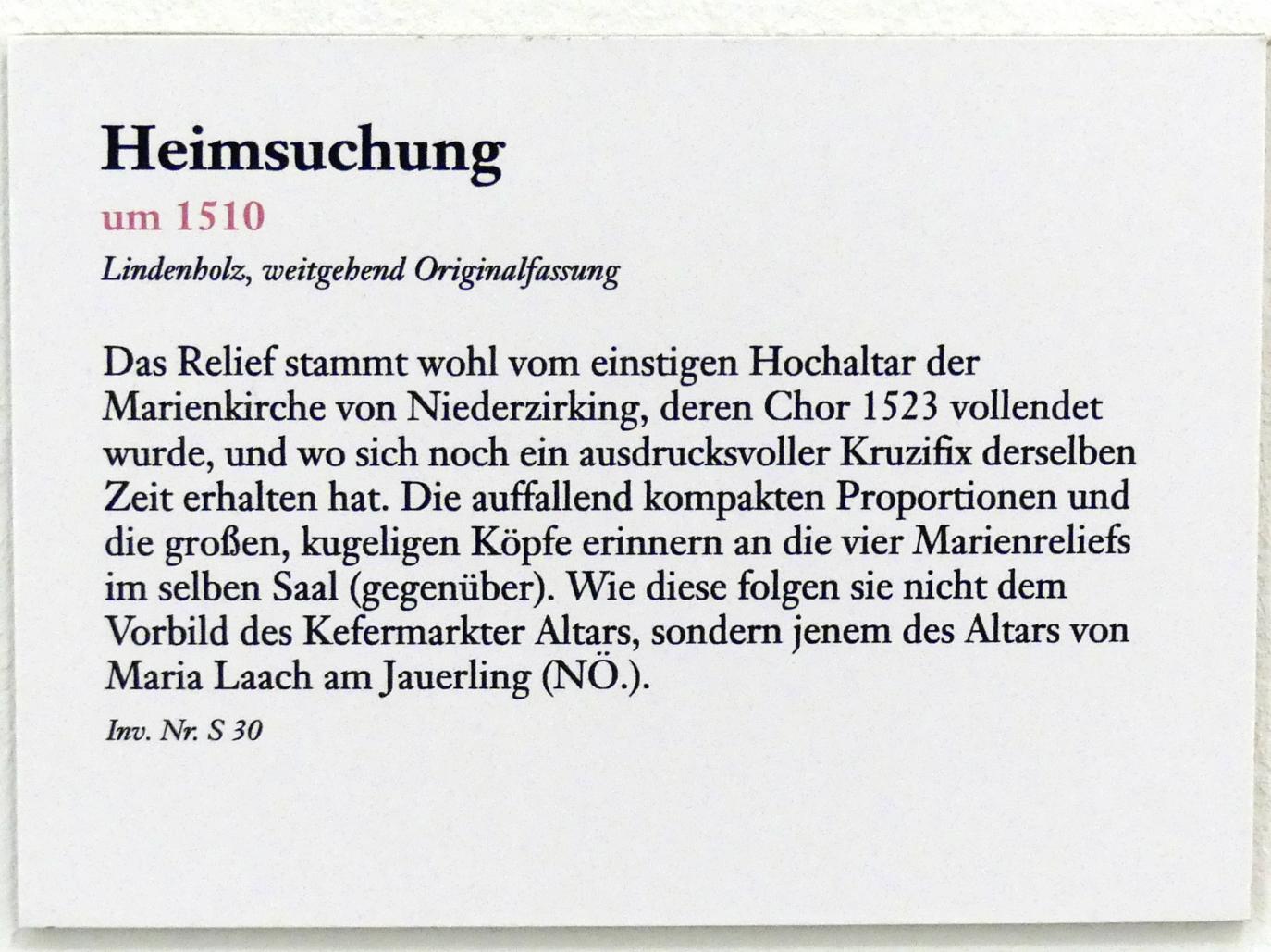 Heimsuchung, Niederzirking, Filialkirche Mariä Himmelfahrt, jetzt Linz, Oberösterreichisches Landesmuseum, Die Zeit der Schnitzaltäre, um 1510, Bild 2/2