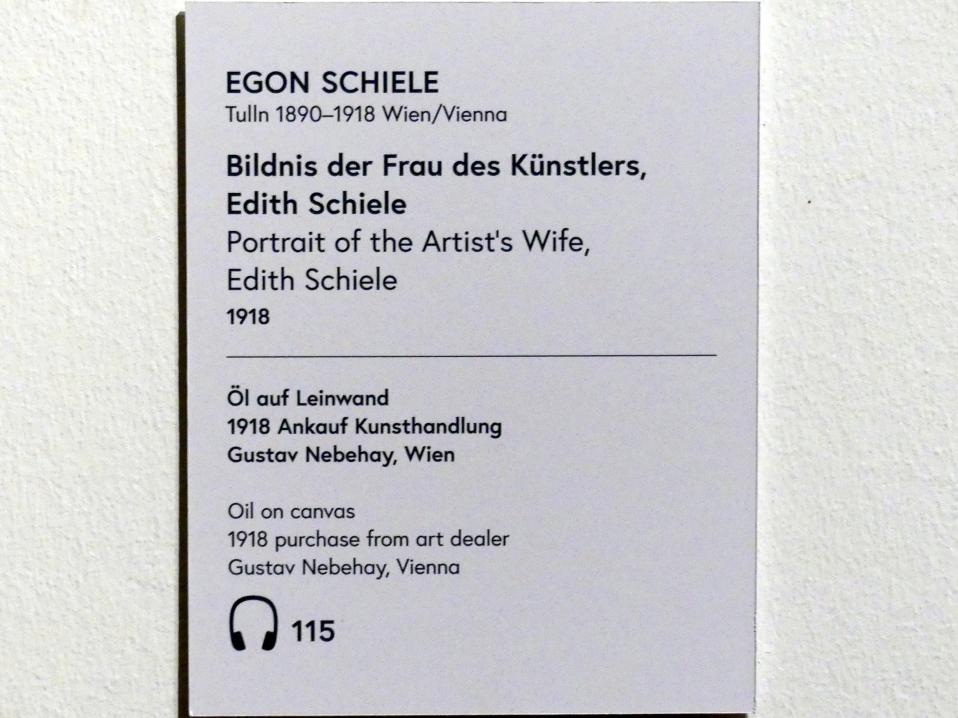Egon Schiele (1908–1918), Bildnis der Frau des Künstlers Edith Schiele, Wien, Museum Oberes Belvedere, Saal 1, 1918, Bild 2/2