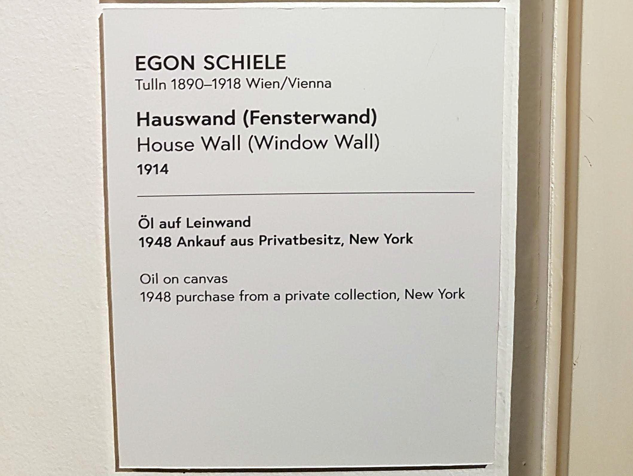 Egon Schiele (1908–1918), Hauswand (Fensterwand), Wien, Museum Oberes Belvedere, Saal 2, 1914, Bild 2/3