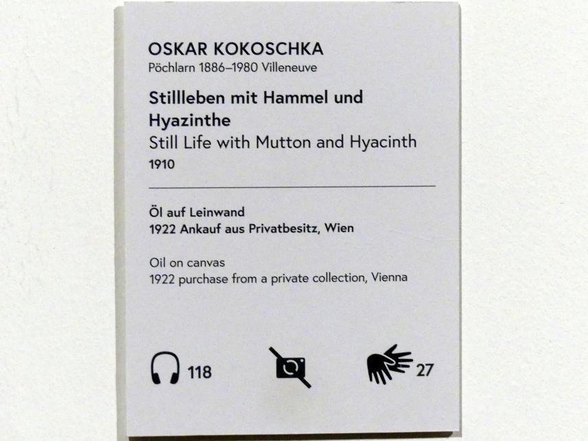 Oskar Kokoschka (1909–1955), Stillleben mit Hammel und Hyazinthe, Wien, Museum Oberes Belvedere, Saal 3, 1910, Bild 2/2